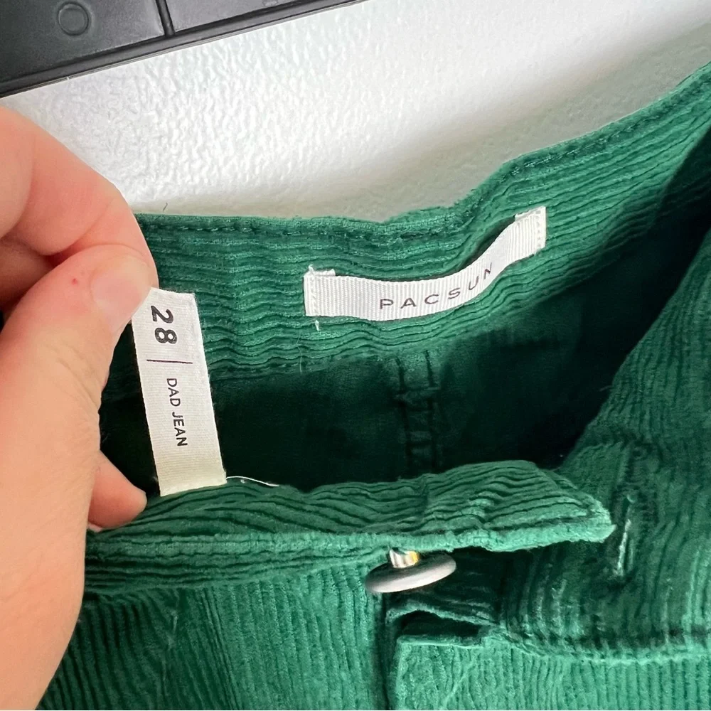 PacSun Dad Jeans Green Corduroy Size 28 Christmas Green Classic - Picture 5 of 7